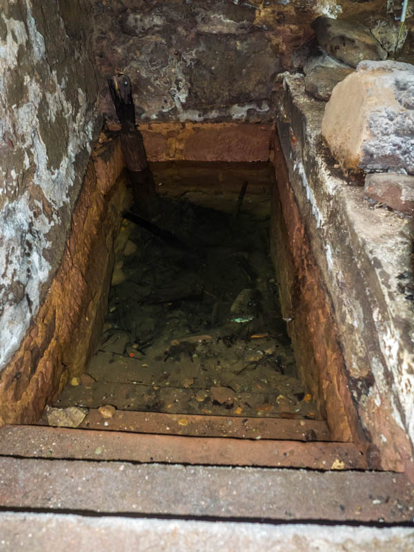Station 4 - Küferhaus von 1572 Mikwe, jüdisches Ritualbad. Das Becken im Keller ist in den Fels gegraben und füllt sich mit Grundwasser.